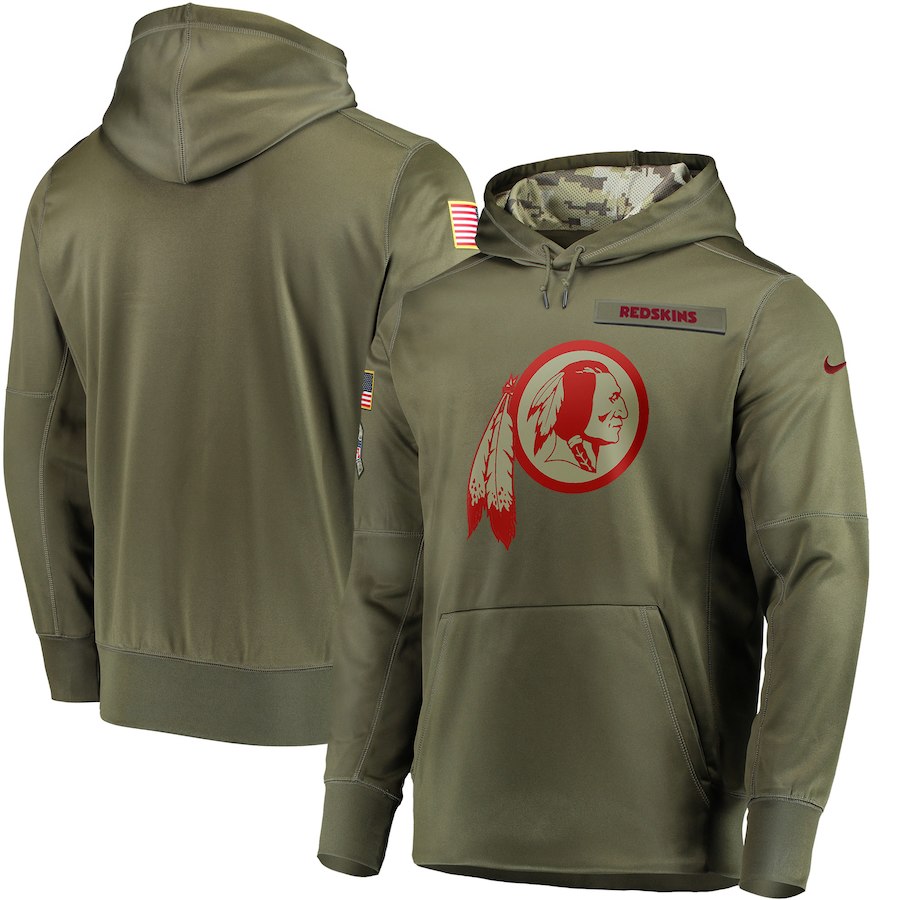 Men Washington Redskins Nike Olive Salute To Service KO Performance Hoodie Green-0